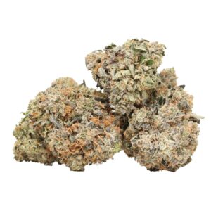 Caviar Pink Kush indica buds with frosty trichomes and sweet berry aroma