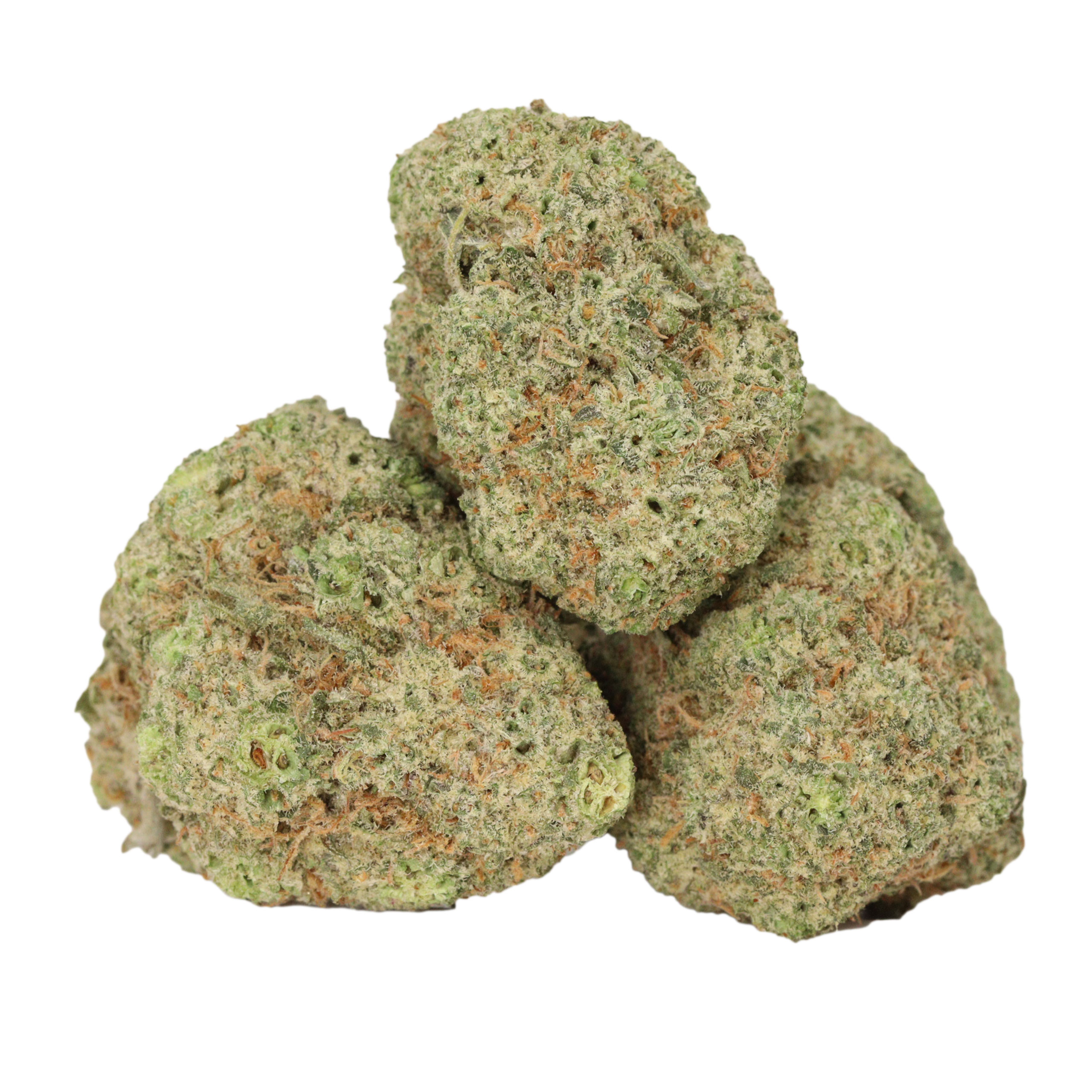 Donkey Butter hybrid buds with dense trichomes and sweet-earthy aroma