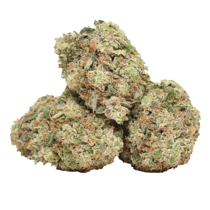 Mike Tyson OG indica buds with dense structure and heavy trichomes