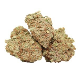 OG Kush indica-dominant buds with earthy-citrus aroma and frosty trichomes