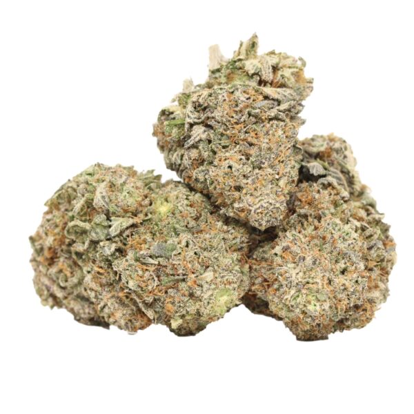 Purple Diamond indica-dominant buds with sweet grape aroma and frosty trichomes