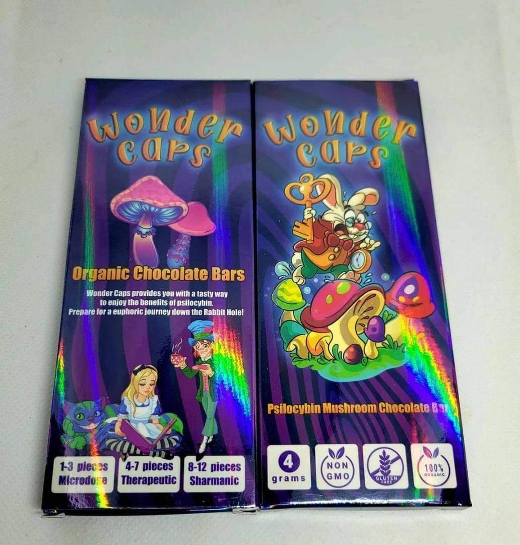 Wonder Caps Chocolate Bar for mushroom edible experience in USA, Canada, Australia